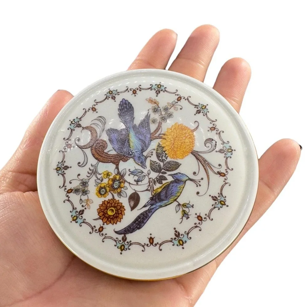 Sadler Fine Porcelain Trinket Box Blue Birds‎ England Vintage Jewelry Storage